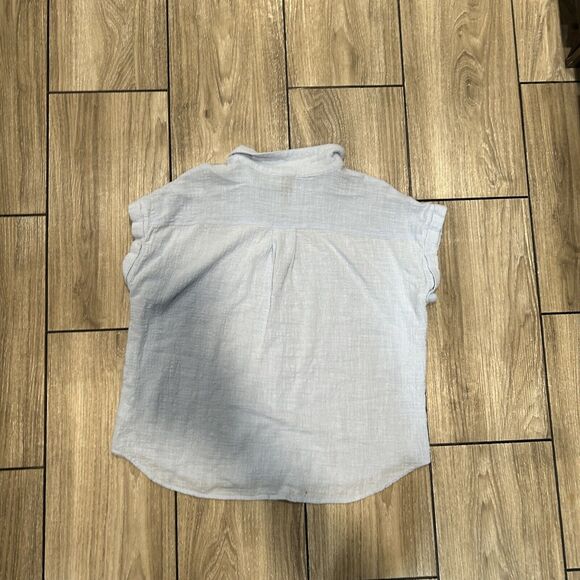 Womens Top Size Large Blue Lightweight Breathable Cap Sleeve Mother Of Pearl - Picture 4 of 11